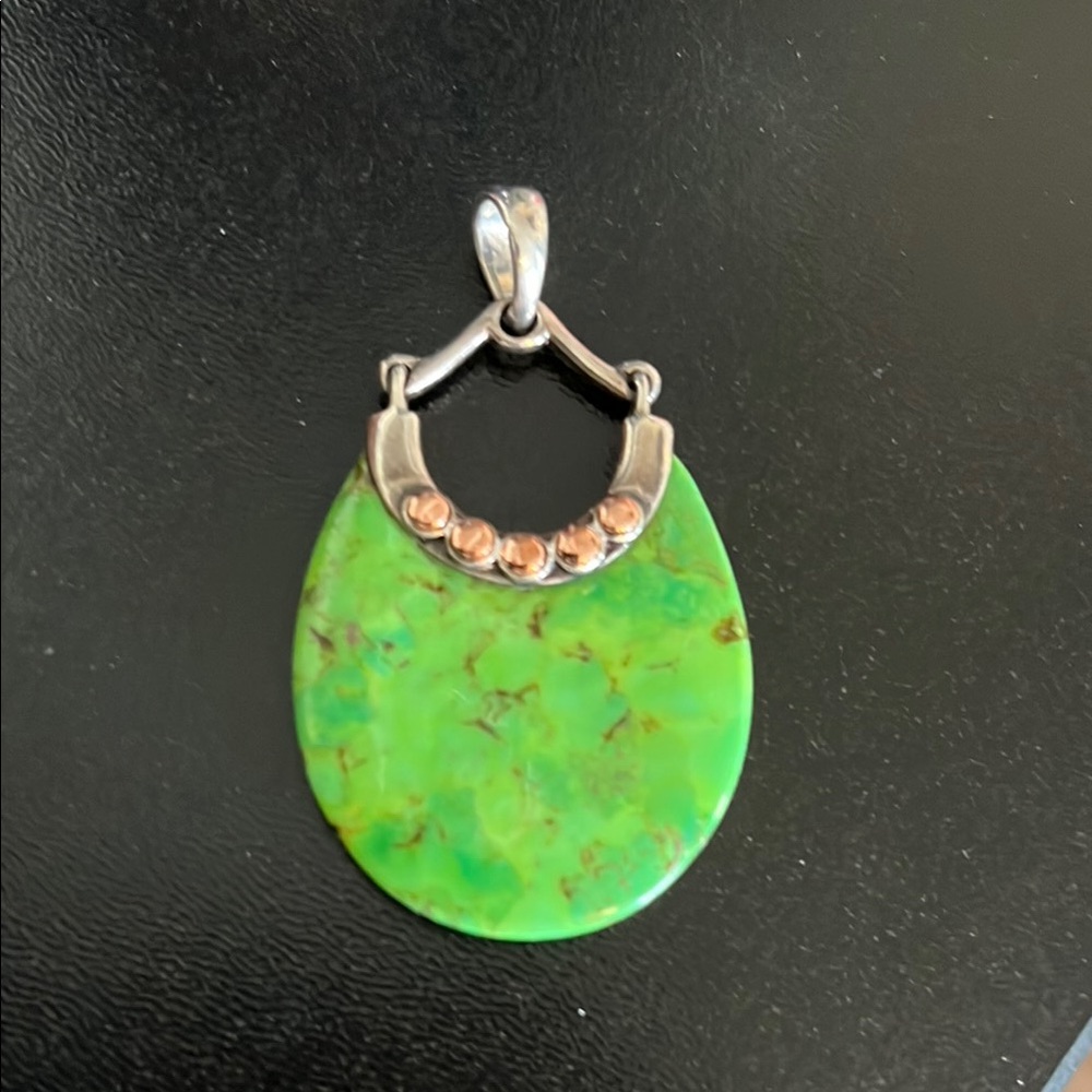 Studio Barse Green turquoise and Silver Pendant Necklace pendant